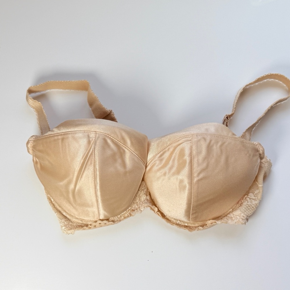 Ewa Michalak S Balconette Satin Bra with Lace Underband - Beige 75FF